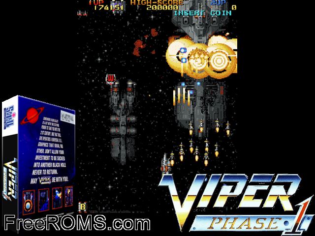 Viper Phase 1 (Japan, New Version) MAME game showing 3D box cover and gameplay screenshot