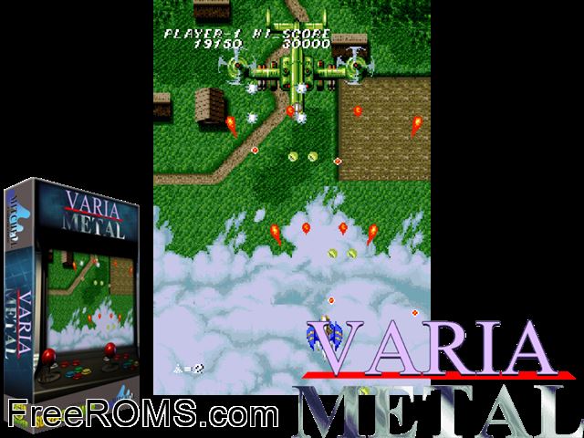 Varia Metal (New Ways Trading Co.) MAME game showing 3D box cover and gameplay screenshot