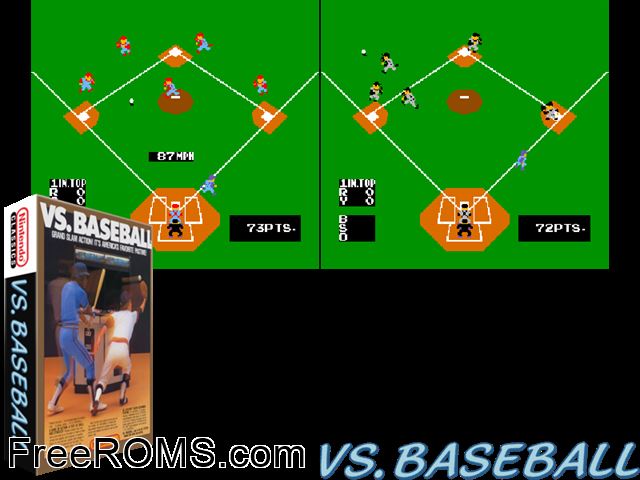 Vs. BaseBall (Japan set 2) MAME game showing 3D box cover and gameplay screenshot