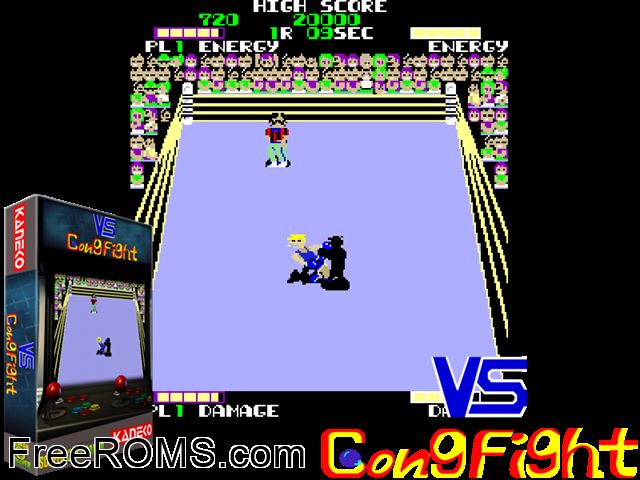 VS Gong Fight MAME game showing 3D box cover and gameplay screenshot