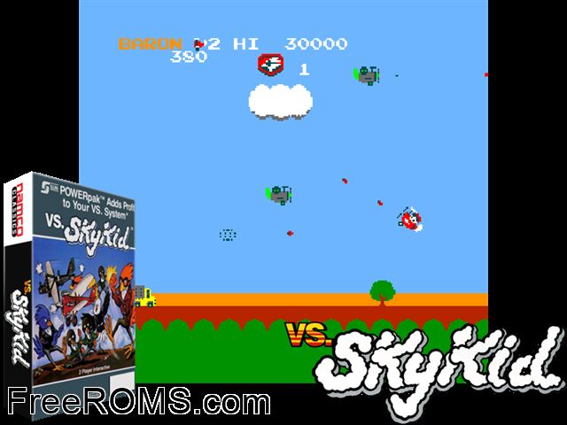 Vs. Super SkyKid MAME game showing 3D box cover and gameplay screenshot