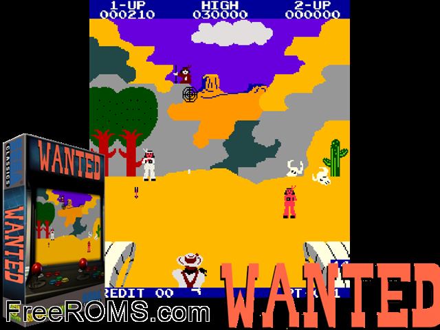 Wanted MAME game showing 3D box cover and gameplay screenshot