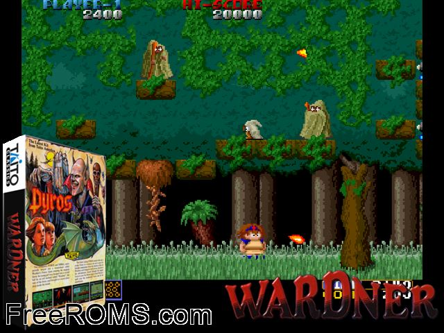 Wardner (World) MAME game showing 3D box cover and gameplay screenshot