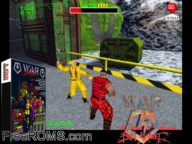 War: The Final Assault MAME game showing 3D box cover and gameplay screenshot