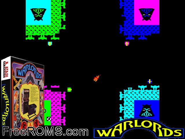 Warlords MAME game showing 3D box cover and gameplay screenshot