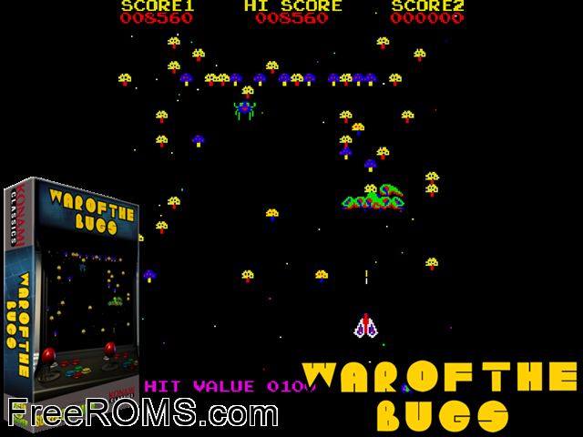 War of the Bugs or Monsterous Manouvers in a Mushroom Maze MAME game showing 3D box cover and gameplay screenshot