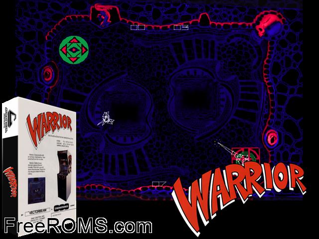 Warrior MAME game showing 3D box cover and gameplay screenshot