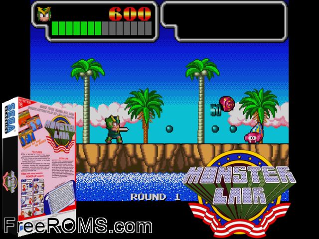 Wonder Boy III - Monster Lair (set 4, Japan, System 16B, FD1094 317-0087) MAME game showing 3D box cover and gameplay screenshot