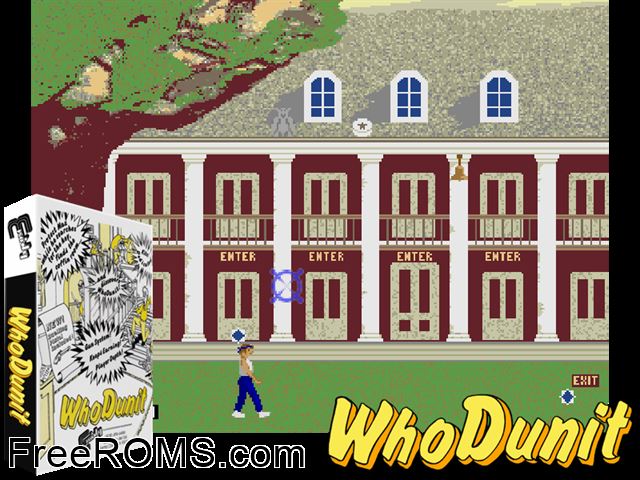 Who Dunit (version 8.0) MAME game showing 3D box cover and gameplay screenshot