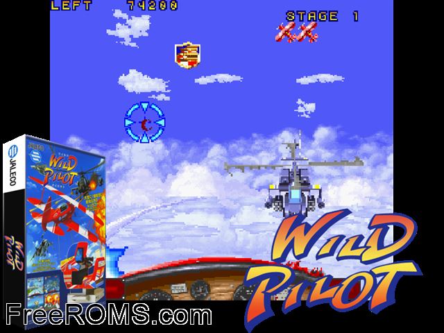 Wild Pilot MAME game showing 3D box cover and gameplay screenshot