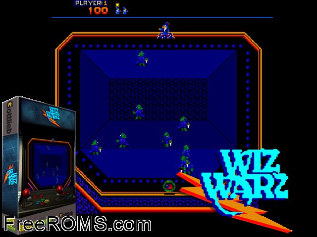 Wiz Warz (prototype) MAME game showing 3D box cover and gameplay screenshot