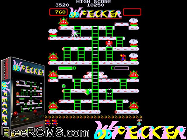 Woodpecker (set 2) MAME game showing 3D box cover and gameplay screenshot