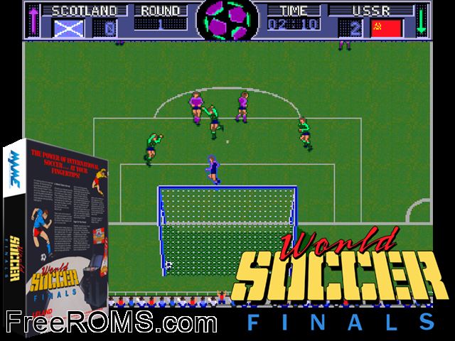 World Soccer Finals MAME game showing 3D box cover and gameplay screenshot