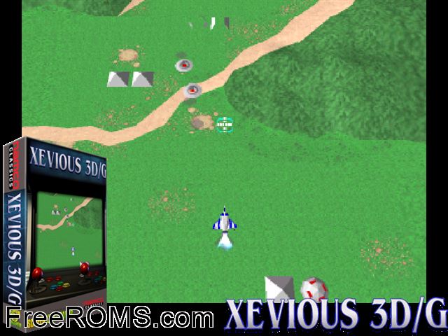 Xevious 3D/G (XV31/VER.A) MAME game showing 3D box cover and gameplay screenshot