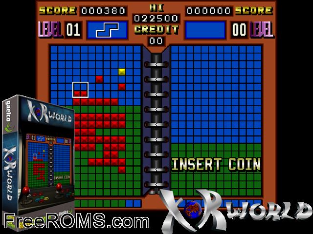 Xor World (prototype) MAME game showing 3D box cover and gameplay screenshot