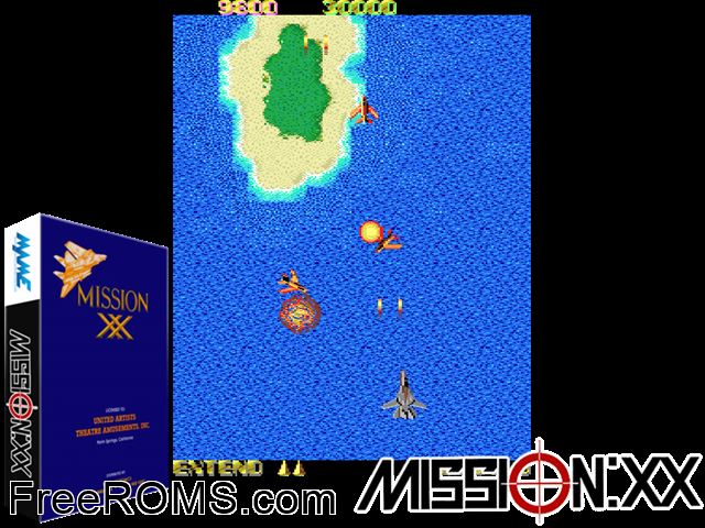 XX Mission MAME game showing 3D box cover and gameplay screenshot