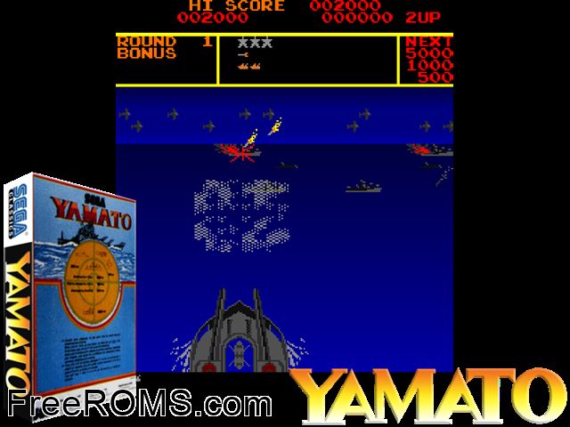 Yamato (World?) MAME game showing 3D box cover and gameplay screenshot