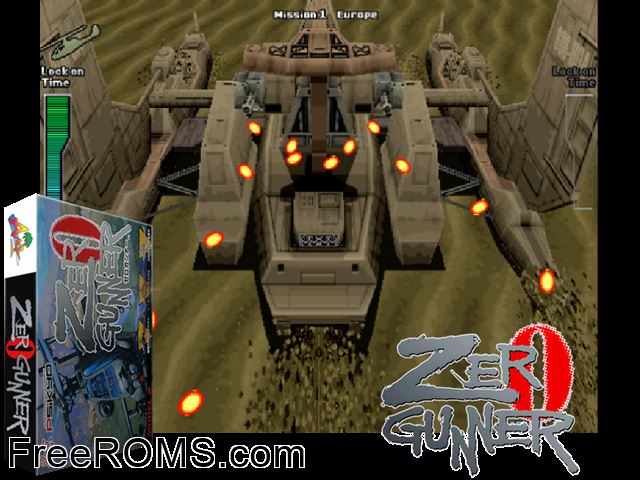 Zero Gunner (Model 2A) MAME game showing 3D box cover and gameplay screenshot