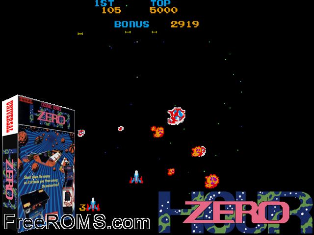 Zero Hour MAME game showing 3D box cover and gameplay screenshot