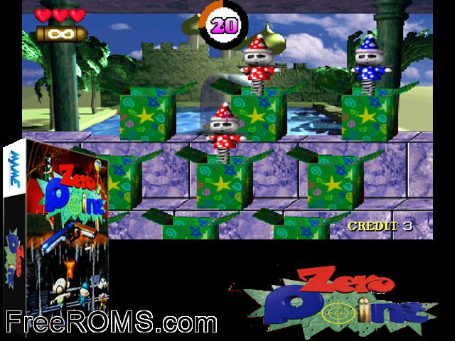 Zero Point (set 1) MAME game showing 3D box cover and gameplay screenshot