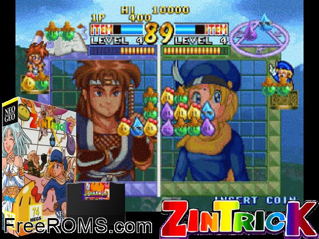 Zintrick / Oshidashi Zentrix (hack / bootleg) MAME game showing 3D box cover and gameplay screenshot