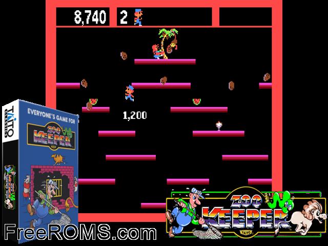 Zoo Keeper (set 2) MAME game showing 3D box cover and gameplay screenshot