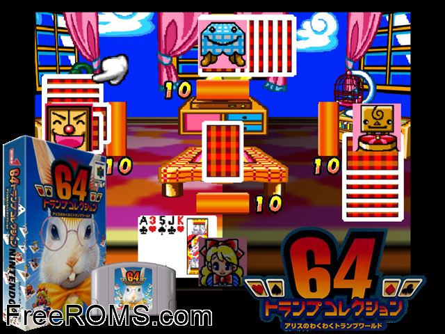 64 Trump Collection - Alice no Wakuwaku Trump World Jap N64 game showing 3D box cover and gameplay screenshot