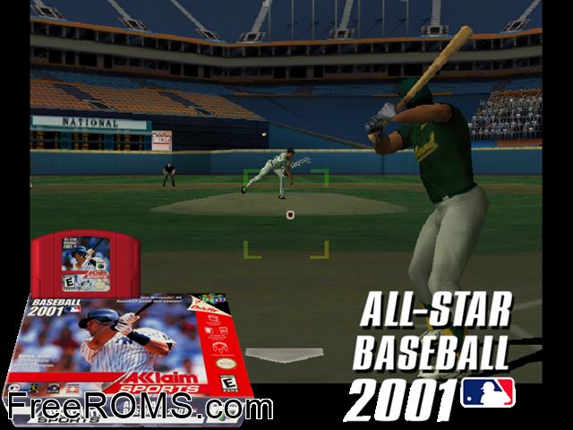 All-Star Baseball 2001 N64 game showing 3D box cover and gameplay screenshot