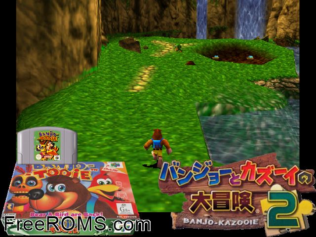 Banjo-Tooie N64 game showing 3D box cover and gameplay screenshot