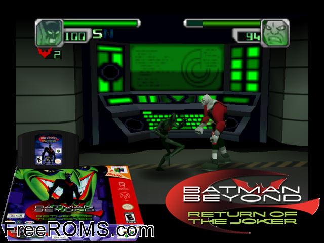 Batman Beyond - Return of the Joker N64 game showing 3D box cover and gameplay screenshot