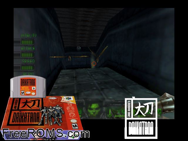 Daikatana N64 game showing 3D box cover and gameplay screenshot