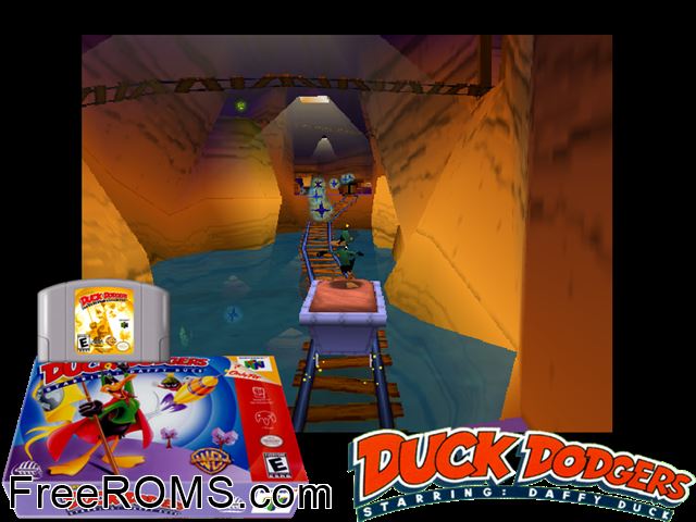 Duck Dodgers Starring Daffy Duck N64 game showing 3D box cover and gameplay screenshot