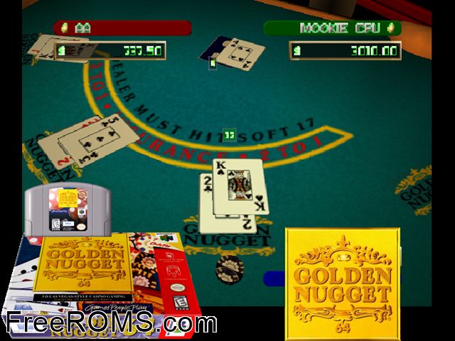 Golden Nugget 64 N64 game showing 3D box cover and gameplay screenshot
