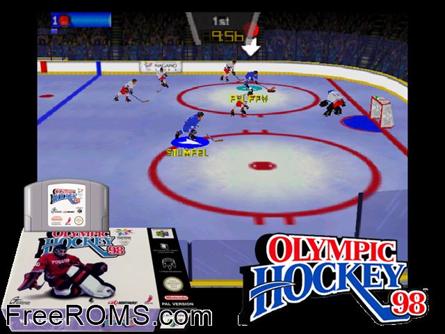 Hyper Olympics Nagano 64 Jap N64 game showing 3D box cover and gameplay screenshot