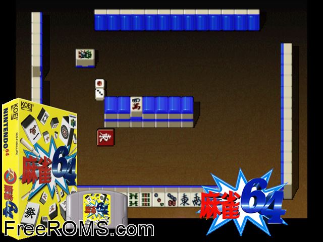 Mahjong 64 Jap N64 game showing 3D box cover and gameplay screenshot