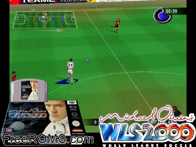 Michael Owens WLS 2000 N64 game showing 3D box cover and gameplay screenshot