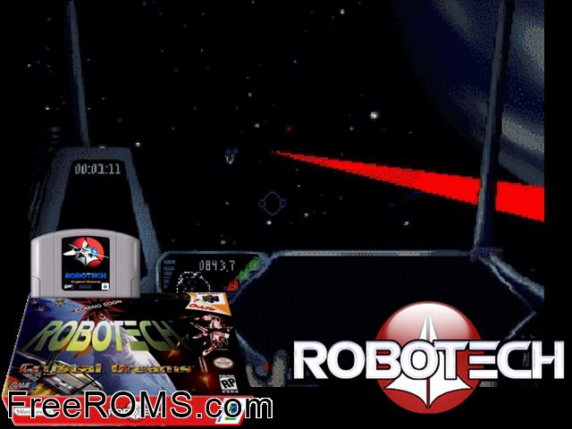 Robotech - Crystal Dreams N64 game showing 3D box cover and gameplay screenshot
