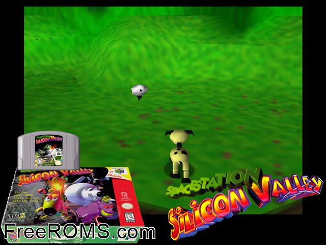 Space Station Silicon Valley N64 game showing 3D box cover and gameplay screenshot
