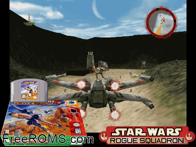 Star Wars - Rogue Squadron N64 game showing 3D box cover and gameplay screenshot