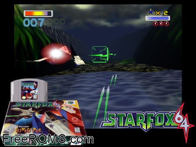Starfox 64 N64 game showing 3D box cover and gameplay screenshot