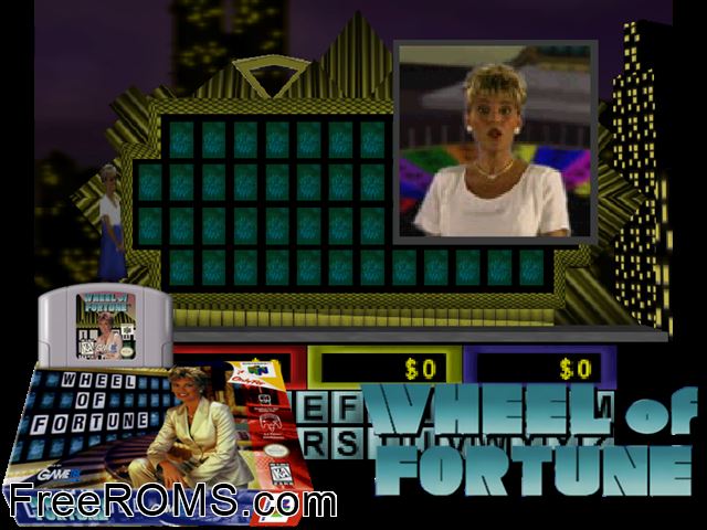 Wheel of Fortune N64 game showing 3D box cover and gameplay screenshot