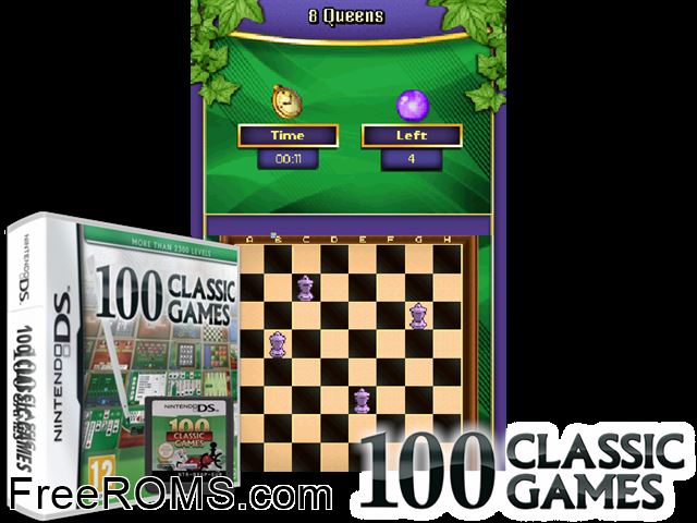 100 Classic Games Europe NDS game showing 3D box cover and gameplay screenshot