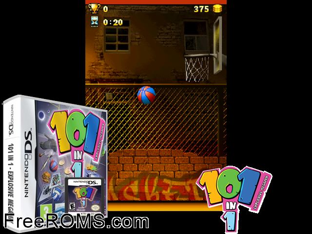 101 in 1 - Explosive Megamix Europe NDS game showing 3D box cover and gameplay screenshot