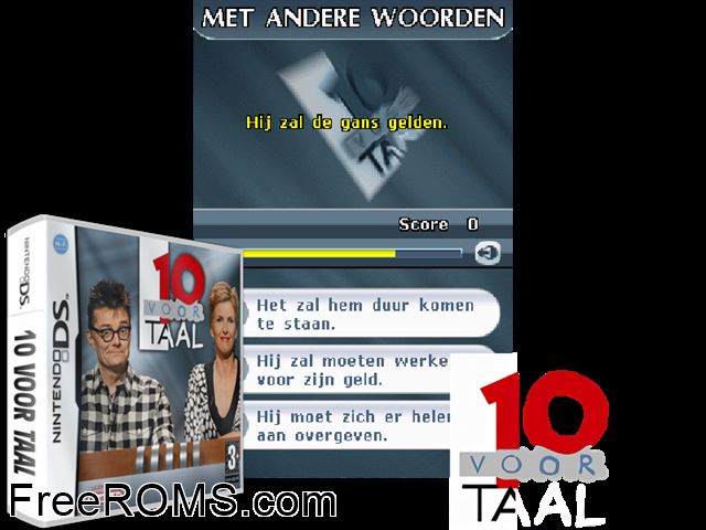 10 voor Taal Netherlands NDS game showing 3D box cover and gameplay screenshot