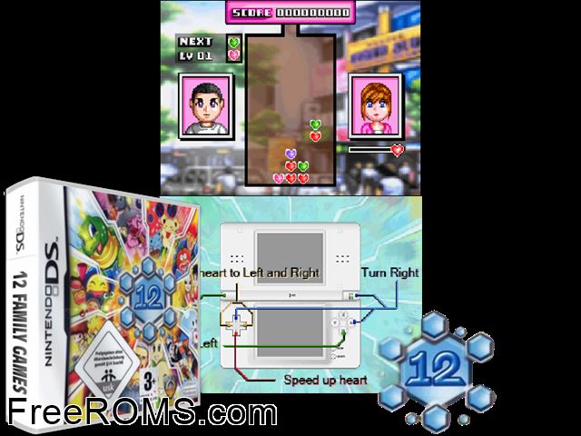 12 Family Games Europe NDS game showing 3D box cover and gameplay screenshot