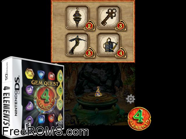 4 Elements Europe NDS game showing 3D box cover and gameplay screenshot