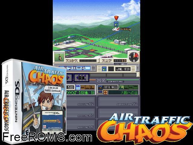Air Traffic Chaos NDS game showing 3D box cover and gameplay screenshot