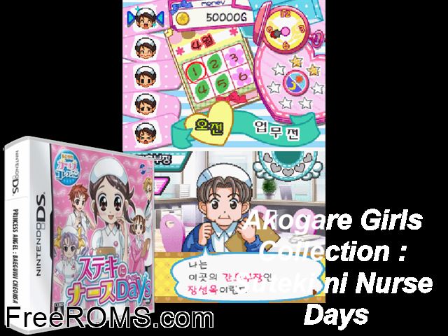 Akogare Girls Collection - Suteki ni Nurse Days Japan NDS game showing 3D box cover and gameplay screenshot
