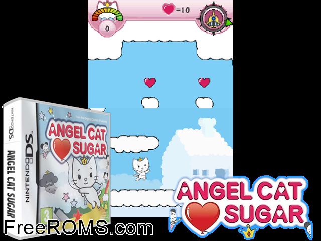Angel Cat Sugar and the Storm King Europe NDS game showing 3D box cover and gameplay screenshot
