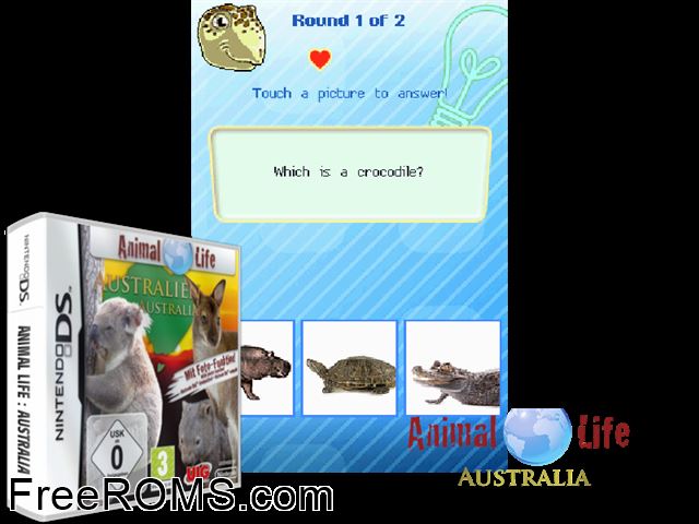 Animal Life - Australia NDS game showing 3D box cover and gameplay screenshot
